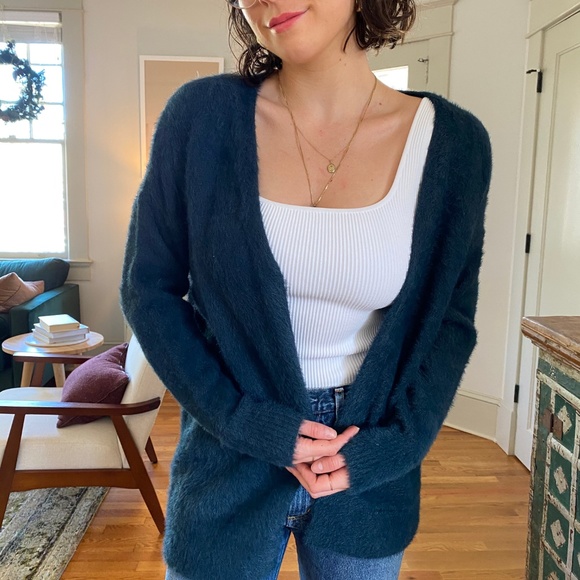 LOFT Sweaters - Loft Blue Fuzzy Cardigan ✨